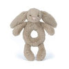 BASHFUL BEIGE BUNNY RING RATTLE